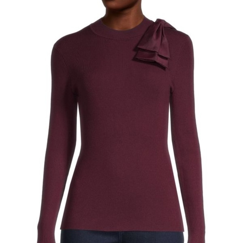 Ted Baker London Ribbed bow sweater in oxblood
